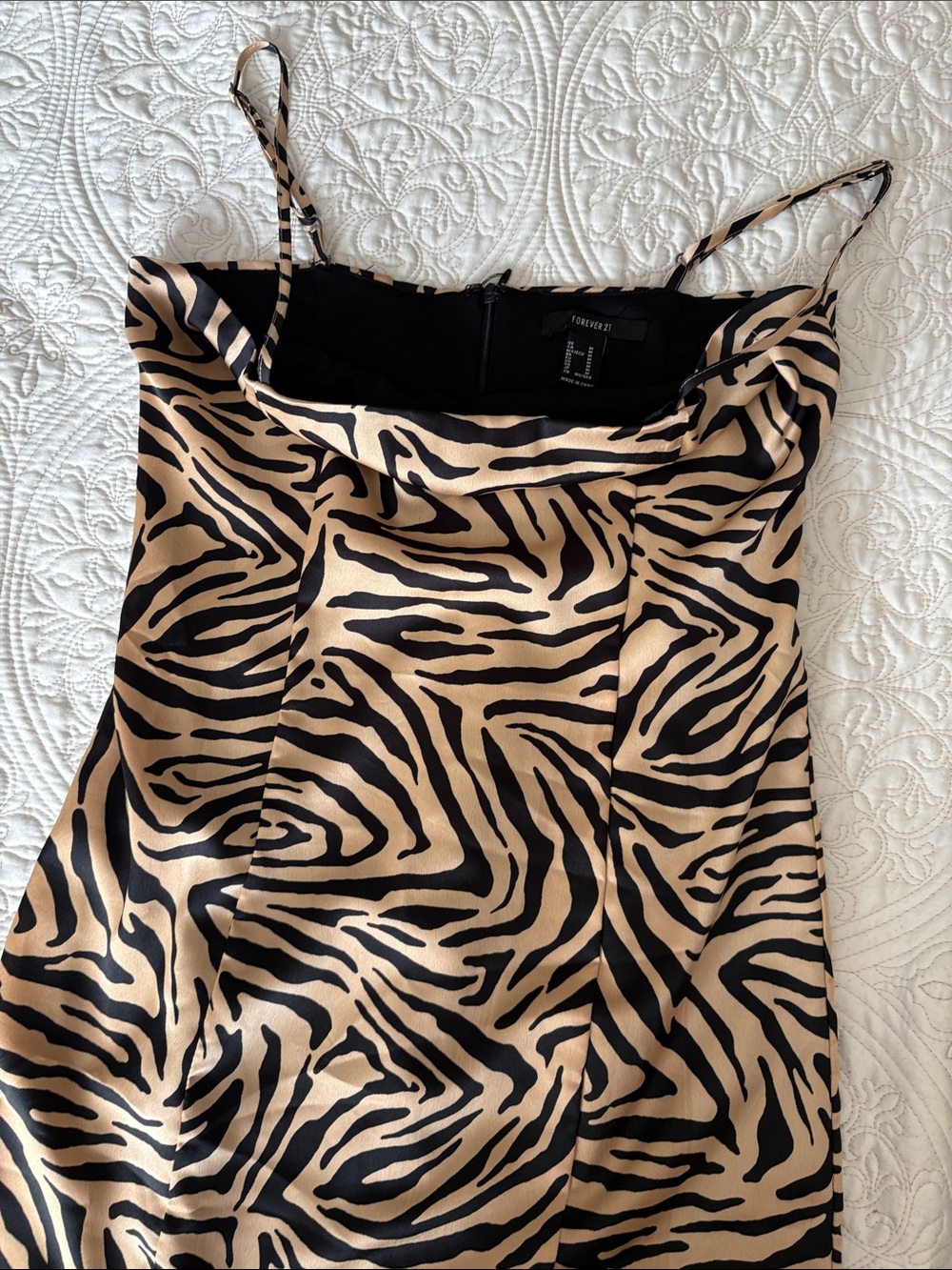 Forever 21 Black & Tan Zebra Slip Dress